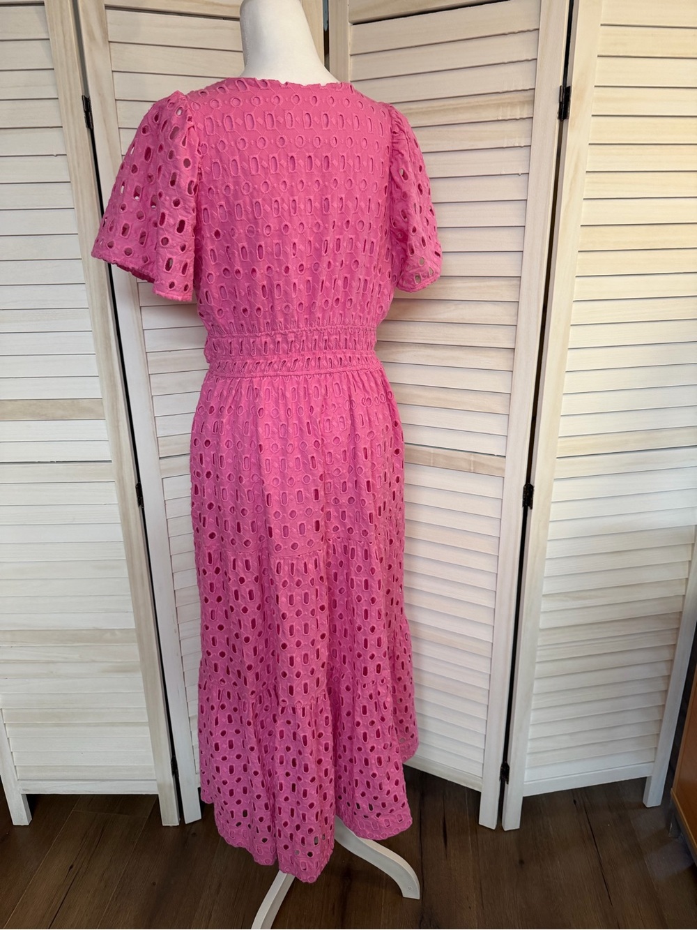 Anthropologie Somerset Pink Eyelet Maxi Dress SZ MP FEMININE LINED COMFY POCKETS - Picture 5 of 5